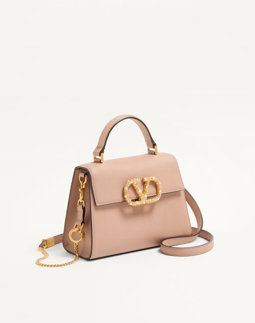Valentino Garavani - Valentino Garavani Vsling Small Handbag In Grainy Calfskin With Jewel Logo - Rose Cannelle - Woman - Top Handle Bags